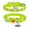 Нашийник для собак шкіряний WAUDOG Glamour з QR паспортом, з клейовими стразами "Квітка", Ш 9 мм, Дл 19-25 см, салатовий - 1