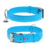 Ошейник для собак кожаный WAUDOG Glamour с QR паспортом, двойной со стразами, Ш 15 мм, Дл 27-36 см, голубой - 1