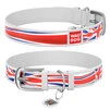 Ошейник WAUDOG Design с рисунком "Юнион Джек", премиум кожа, металлическая пряжка (ширина 35 мм, длина 46-60 см), белый - 1