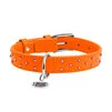 Нашийник для собак шкіряний WAUDOG Glamour з QR паспортом, з клейовими стразами, Ш 25 мм, Дл 38-49 см, оранжевий - 2