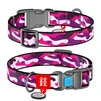 Ошейник для собак нейлоновый WAUDOG Nylon c QR паспортом, рисунок "Розовый камо", пластиковый фастекс, Ш 25 мм, Дл 35-58 см - 1
