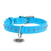 Ошейник для собак кожаный WAUDOG Glamour с QR паспортом, с клеевыми стразами, Ш 12 мм, Дл 21-29 см, голубой - 2