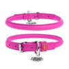 Ошейник для собак кожаный WAUDOG Glamour с QR паспортом, круглый, Д 10 мм, Дл 33-41 см, розовый - 1
