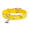Нашийник для собак шкіряний WAUDOG Glamour з QR паспортом, візерунок "Зірочка", що світиться/світловідбиваючий, Ш 35 мм, Дл 46-60 см, жовтий - 2