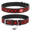 Ошейник WAUDOG Design с рисунком "Шотландка красная", премиум кожа, металлическая пряжка (ширина 35 мм, длина 46-60 см), черный - 1