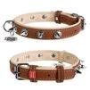 Нашийник для собак шкіряний WAUDOG Soft з QR паспортом, з шипами, Ш 35 мм, Дл 57-71 см - 1