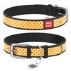 Нашийник WAUDOG Design з малюнком "Жовта полька", преміум шкіра, металевий пряжка (ширина 20 мм, довжина 30-39 см), чорний - 1