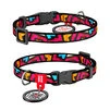 Нашийник для собак нейлоновий WAUDOG Nylon з QR паспортом, малюнок "Графіті", пластиковий фастекс, Ш 10 мм, Дл 20-30 см - 1