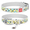 Ошейник WAUDOG Design с рисунком "Мозаика", премиум кожа, металлическая пряжка (ширина 35 мм, длина 46-60 см), белый - 1