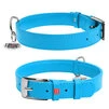 Ошейник для собак кожаный WAUDOG Glamour с QR паспортом, без украшений, Ш 25 мм, Дл 38-49 см, голубой - 1