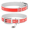 Нашийник WAUDOG Design з малюнком "Любов і собаки", преміум шкіра, металевий пряжка (ширина 12 мм, довжина 19-25 см), білий - 1