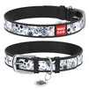 Нашийник WAUDOG Design з малюнком "Чорно-білі черепи", преміум шкіра, металевий пряжка (ширина 25 мм, довжина 38-49 см), чорний - 1