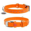 Ошейник для собак кожаный WAUDOG Glamour с QR паспортом, с клеевыми стразами, Ш 15 мм, Дл 27-36 см, оранжевый - 1