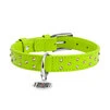 Ошейник для собак кожаный WAUDOG Glamour с QR паспортом, с клеевыми стразами, Ш 20 мм, Дл 30-39 см, салатовый - 2