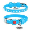 Нашийник для собак шкіряний WAUDOG Glamour з QR паспортом, з клейовими стразами, Ш 9 мм, Дл 18-21 см, блакитний - 1