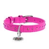Нашийник для собак шкіряний WAUDOG Glamour з QR паспортом, з клейовими стразами, Ш 12 мм, Дл 21-29 см, рожевий - 2