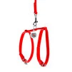 Шлея с поводком для собак кожаная WAUDOG Glamour c QR паспортом, Ш 12 мм, А 25-33 см, В 35-43 см, красный - 2