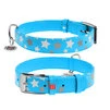 Нашийник для собак шкіряний WAUDOG Glamour з QR паспортом, візерунок "Зірочка", що світиться/світловідбиваючий, Ш 25 мм, Дл 38-49 см, блакитний - 1