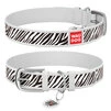Нашийник WAUDOG Design з малюнком "Зебра", преміум шкіра, металевий пряжка (ширина 12 мм, довжина 19-25 см), білий - 1