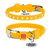 Нашийник для собак шкіряний WAUDOG Glamour з QR паспортом, з клейовими стразами, Ш 9 мм, Дл 18-21 см, жовтий - 1
