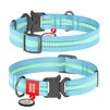 Нашийник для собак нейлоновий WAUDOG Nylon з QR паспортом, що світиться/світловідбиваючий, металевий пряжка-фастекс, Ш 20 мм, Дл 24-40 см, блакитний - 1