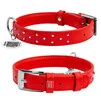 Нашийник для собак шкіряний WAUDOG Glamour з QR паспортом, з клейовими стразами, Ш 20 мм, Дл 30-39 см, червоний - 1