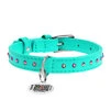 Ошейник для собак кожаный WAUDOG Glamour с QR паспортом, с клеевыми стразами, Ш 12 мм, Дл 21-29 см, ментоловый - 2