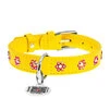 Нашийник для собак шкіряний WAUDOG Glamour з QR паспортом, з клейовими стразами "Квітка", Ш 20 мм, Дл 30-39 см, жовтий - 2