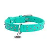 Нашийник для собак шкіряний WAUDOG Glamour з QR паспортом, з клейовими стразами, Ш 25 мм, Дл 38-49 см, ментоловий - 2