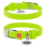 Нашийник для собак шкіряний WAUDOG Glamour з QR паспортом, без прикрас, Ш 12 мм, Дл 21-29 см, салатовий