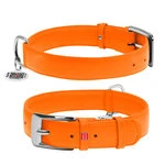 Нашийник для собак шкіряний WAUDOG Glamour з QR паспортом, без прикрас, Ш 35 мм, Дл 46-60 см, оранжевий