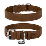 Нашийник для собак з штучної шкіри WAUDOG Eco з QR паспортом, Ш 35 мм, Дл 46-60 см, коричневий