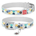 Нашийник WAUDOG Design з малюнком "Морський 2", преміум шкіра, металевий пряжка (ширина 12 мм, довжина 21-29 см), білий