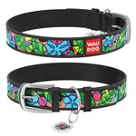 Нашийник WAUDOG Design з малюнком "Емаль", преміум шкіра, металевий пряжка (ширина 25 мм, довжина 38-49 см), чорний