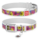 Нашийник WAUDOG Design з малюнком "Весна", преміум шкіра, металевий пряжка (ширина 15 мм, довжина 27-36 см), білий