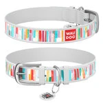 Нашийник WAUDOG Design з малюнком "Яскраві смужки", преміум шкіра, металевий пряжка (ширина 12 мм, довжина 21-29 см), білий