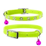 Нашийник "WAUDOG GLAMOUR" з резинкою, клейовими стразами "Квітка" для котів (ширина 9мм, довжина 22-30см), салатовий