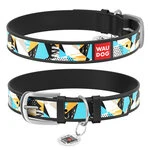 Нашийник WAUDOG Design з малюнком "Абстракція", преміум шкіра, металевий пряжка (ширина 12 мм, довжина 21-29 см), чорний