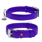 Нашийник для собак шкіряний WAUDOG Glamour з QR паспортом, без прикрас, Ш 35 мм, Дл 46-60 см, фіолетовий