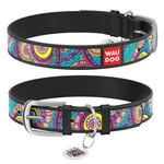 Нашийник WAUDOG Design з малюнком "Казка", преміум шкіра, металевий пряжка (ширина 25 мм, довжина 38-49 см), чорний