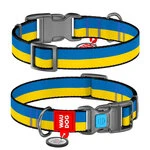 Ошейник для собак нейлоновый WAUDOG Nylon c QR паспортом, рисунок "Colors of freedom", пластиковый фастекс, S, Ш 15 мм, Дл 23-35 см