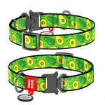 Нашийник для собак нейлоновий WAUDOG Nylon з QR паспортом, малюнок "Авокадо", металевий пряжка-фастекс, Ш 15 мм, Дл 23-35 см