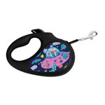 Поводок-рулетка для собак WAUDOG R-leash, рисунок "Рик и Морти 1", S, до 15 кг, 5 м, светоотражающая лента, черный