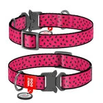 Нашийник для собак нейлоновий WAUDOG Nylon з QR паспортом, малюнок "Арбуз", металевий пряжка-фастекс, Ш 15 мм, Дл 23-35 см