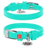 Нашийник для собак шкіряний WAUDOG Glamour з QR паспортом, без прикрас, Ш 12 мм, Дл 21-29 см, ментоловий