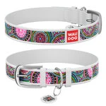 Нашийник WAUDOG Design з малюнком "Мандали", преміум шкіра, металевий пряжка (ширина 12 мм, довжина 21-29 см), білий