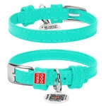 Нашийник для собак шкіряний WAUDOG Glamour з QR паспортом, без прикрас, Ш 9 мм, Дл 19-25 см, ментоловий