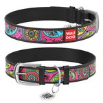 Нашийник WAUDOG Design з малюнком "Пейсли", преміум шкіра, металевий пряжка (ширина 25 мм, довжина 38-49 см), чорний