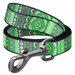 Поводок для собак нейлоновый WAUDOG Nylon, рисунок "Этно зеленый", Ш 15 мм, Дл 122 см