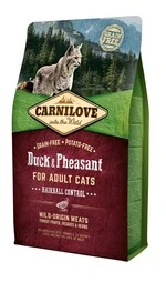 Сухой корм для взрослых кошек Carnilove Cat Duck &amp; Pheasant Hairball Control для выведения волосяных комков 2 кг (8595602512348)